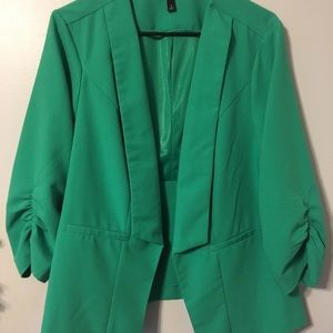 3/4 sleeve ruched Blazer - Green